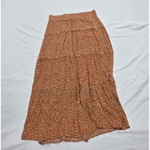 Women's Hot Kiss Orange Floral‎ Maxi Skirt Size Unknown